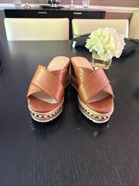 BCBGeneration Brown Metallic Platform Mules